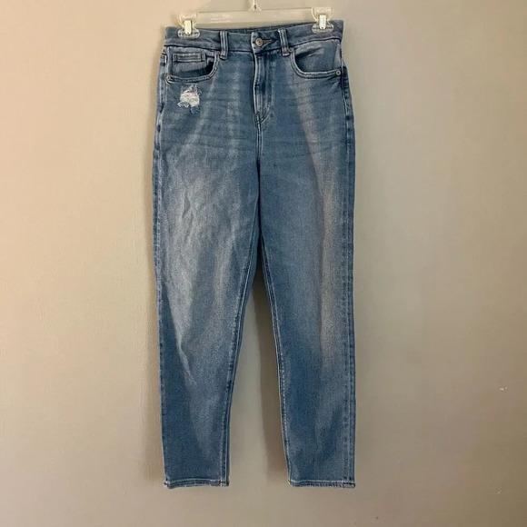 American Eagle Stretch Womens Ankle Jeans 2 R Denim Distressed Straight Leg - Picture 4 of 8